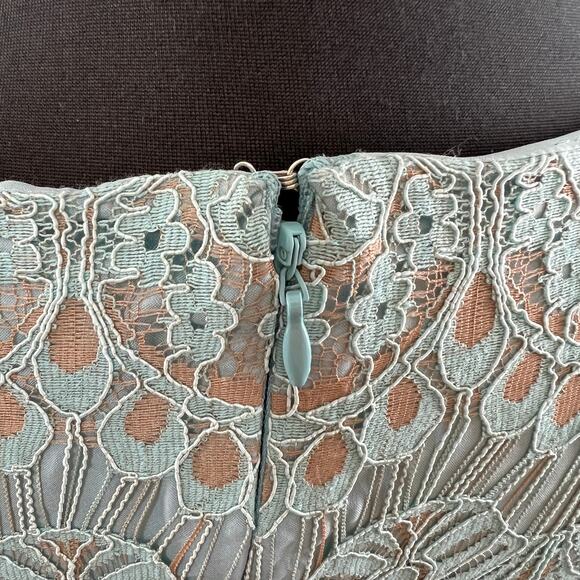 Cynthia Steffe Light Blue Short Sleeve Lace Overlay Women's Shift Dress Size 2 - Picture 7 of 10